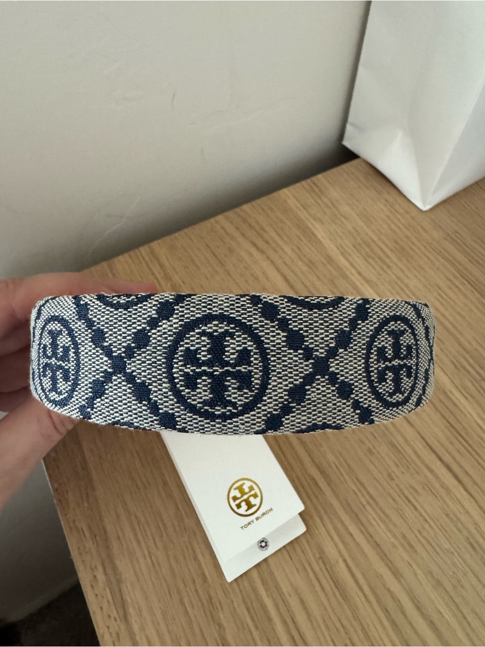 Tory Burch Yellow Leather Headband with Logo Detail